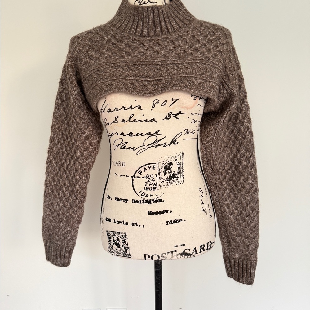 ASTR The Label Sweater Shrug Cable Knit Wool Blend Sz S‎ Chocolate Brown Cottage - Picture 14 of 16